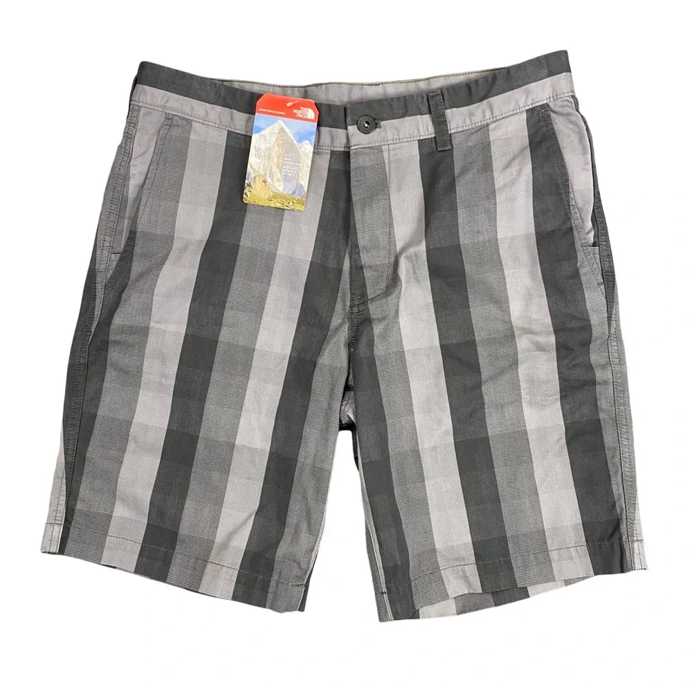 New The North Face Narrows Plaid Shorts Mens 34 Grey Cotton Plaid Gorpcore $59